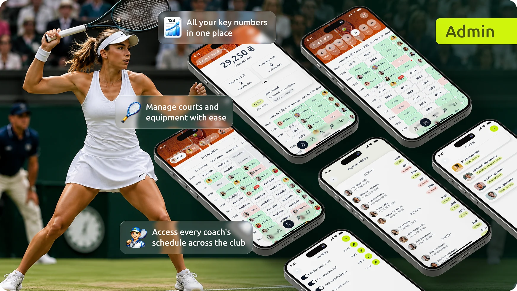 Easy scheduling UX system of the tennis club management app