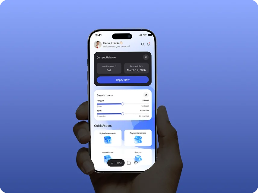 loan originating system welcome screen